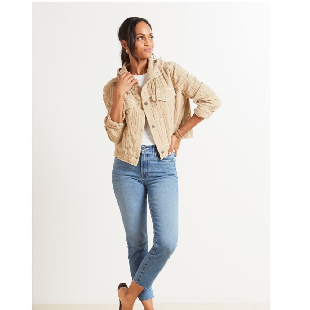 EVEREVE, Laine Gauze Shacket, size: M, color: light caramel, like new